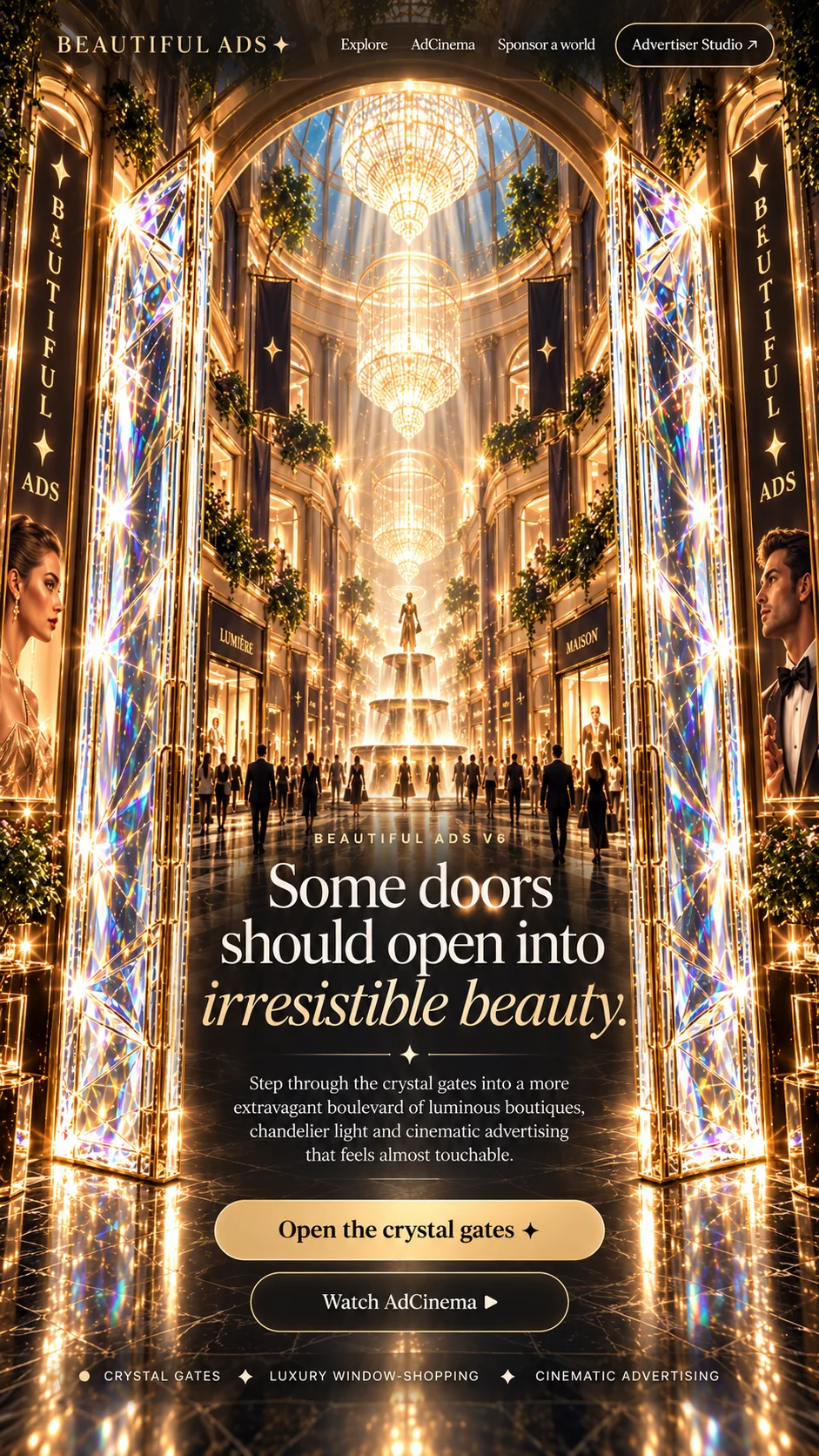 Sky-high crystal glass gates, magnificent chandeliers and a full-length luxury boulevard, flanked by slender vertical BEAUTIFUL ADS billboards